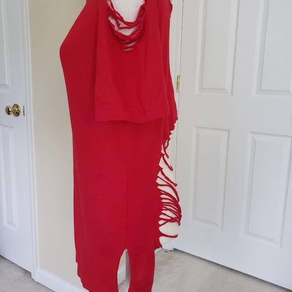 Slashed T-shirt - RED - Picture 3 of 4